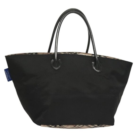 BURBERRY Blue Label Tote Bag Nylon Black Silver Auth am8707 - Picture 1 of 16